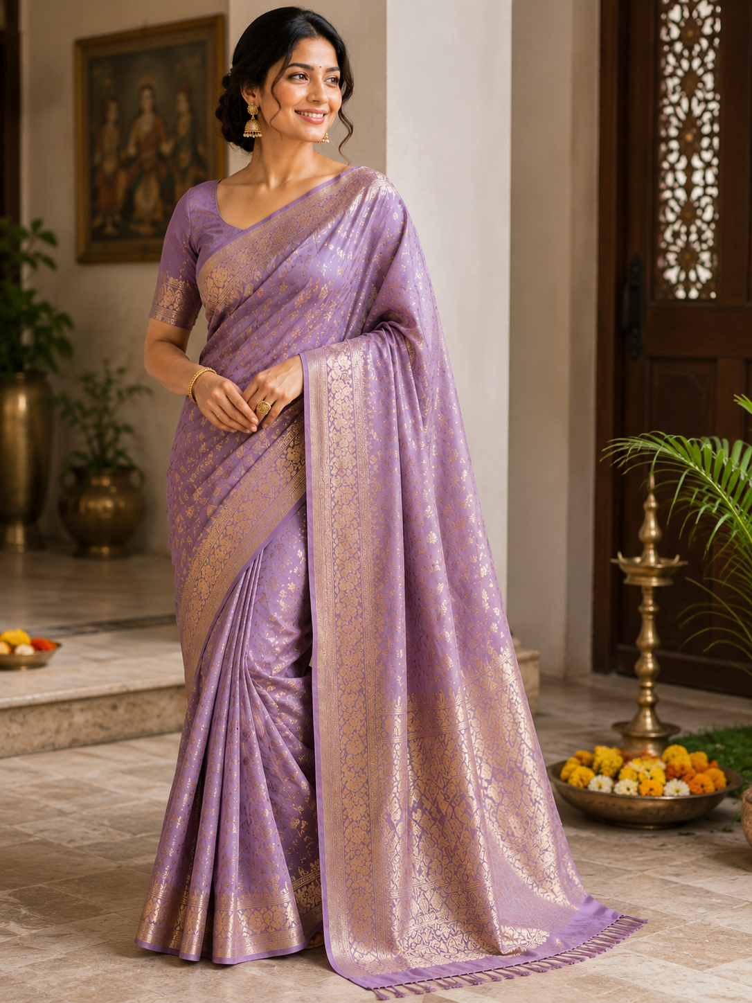 Royal Lavender Silk Saree