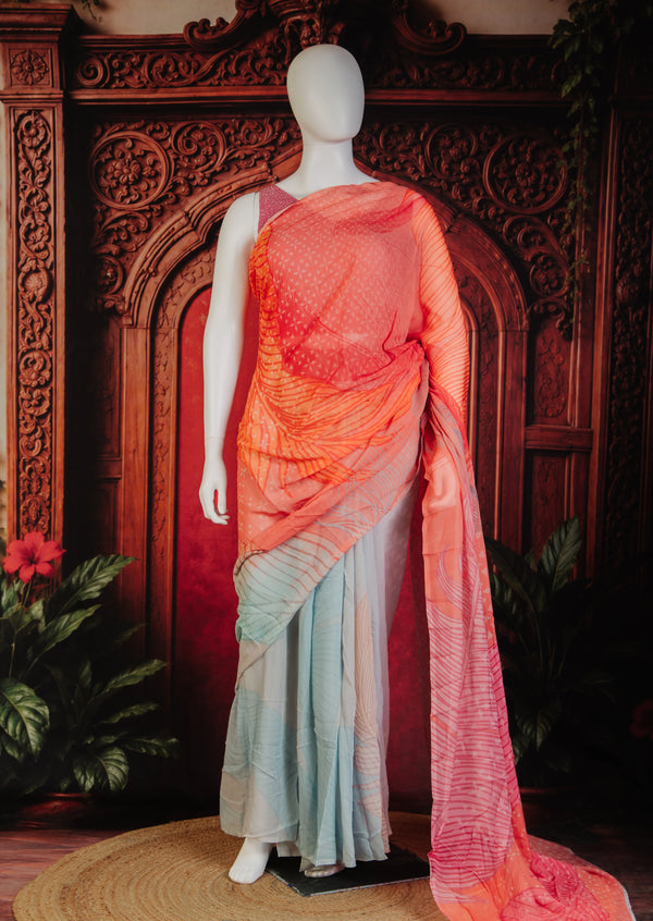 Birds of Paradise Graceful Everyday Luxe Saree in Grey - Grey - view 1