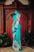 Bomberg Digital Print Glamorous Evening Saree in Blue - Blue - view 1