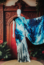 Bomberg Model Glamorous Evening Saree in Light Blue - Light Blue - view 1