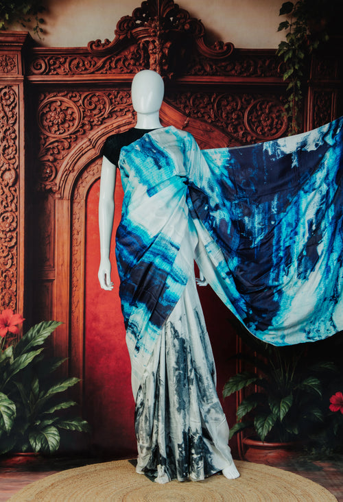 Bomberg Model Glamorous Evening Saree in Light Blue - Light Blue - view 1