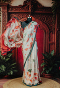 Elegant Contemporary Silk Organza Saree in Brown - Brown - view 1