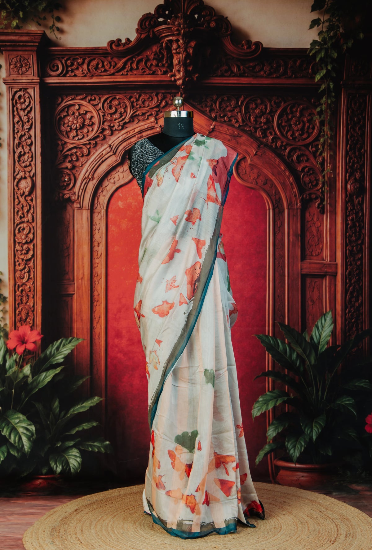 Elegant Contemporary Silk Organza Saree in Brown - Brown - view 2