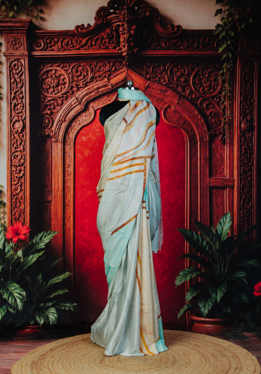 Elegant Printed Saree in Peach