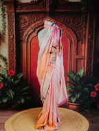 Floral Charm Shimmer Saree in Pink - Pink - view 2