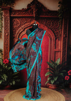 Geo Art Electric Festive Elegance Saree in Blue - Blue - view 2