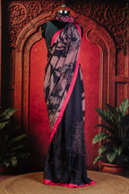 Geo Art Elegant Printed Saree in Black - Black - view 2