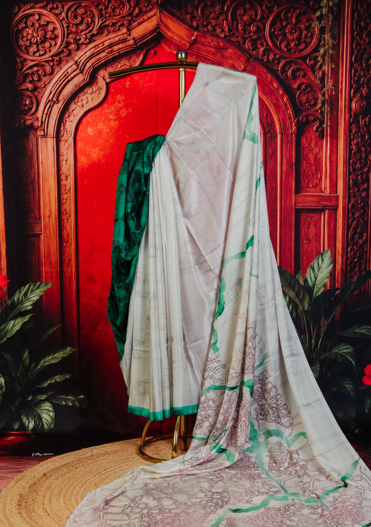 Geo Art Festive Elegance Saree in Grey - Grey - view 2