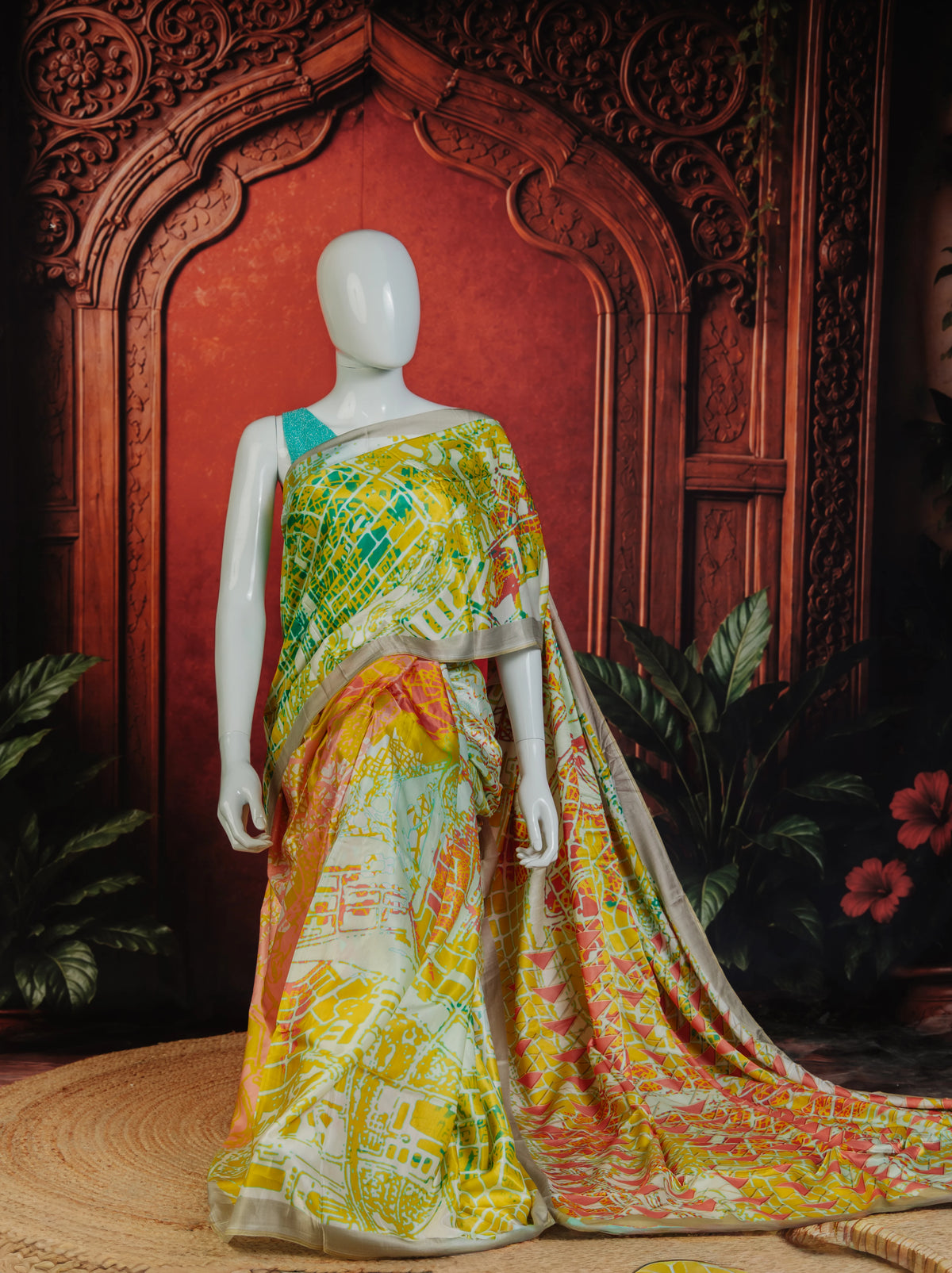 Geo Art Graceful Everyday Luxe Saree - Blue - view 1
