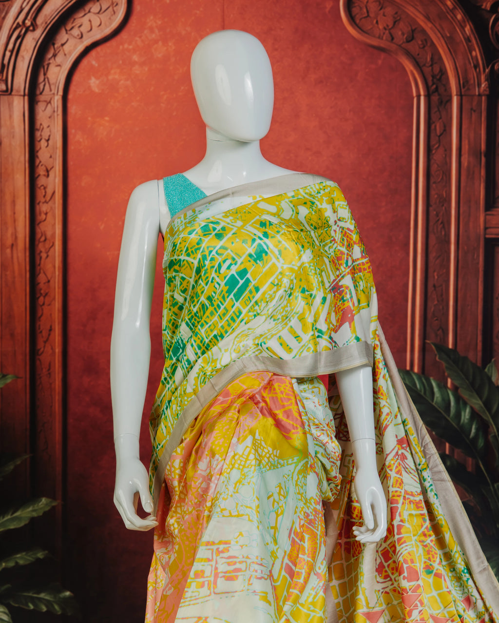 Geo Art Graceful Everyday Luxe Saree - Blue - view 2