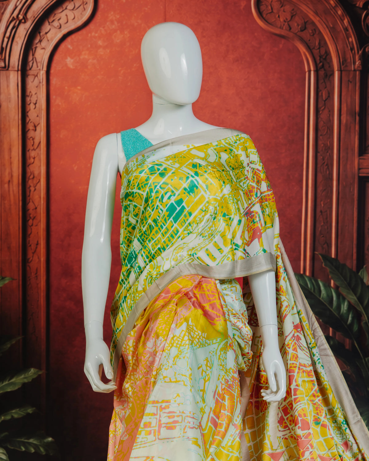 Geo Art Graceful Everyday Luxe Saree - Blue - view 2