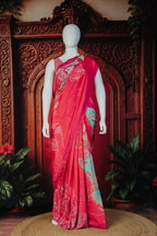 Geo Art Scarlet Timeless Modern Classic Saree in Red - Red - view 1