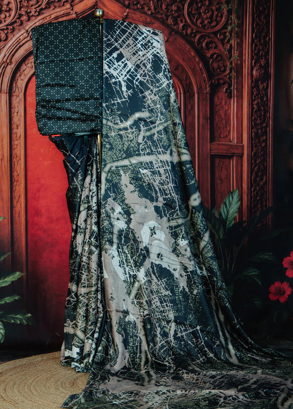 Geo Art Timeless Modern Classic Saree - Black - view 1