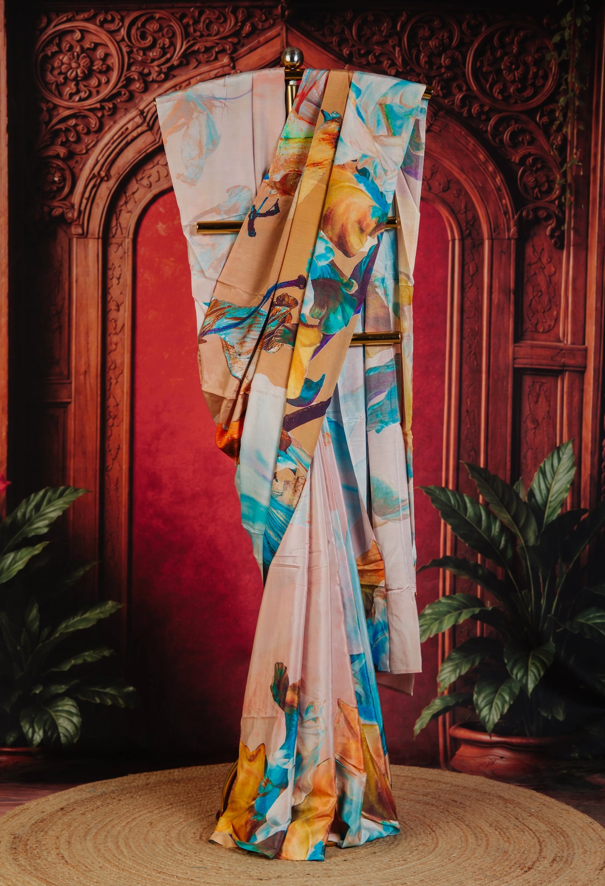 Light Box Liva Crepe Saree in Peach - Peach - view 1