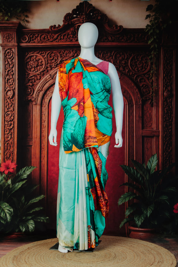 Light Box Rayon Elegant Printed Saree in Sky Blue