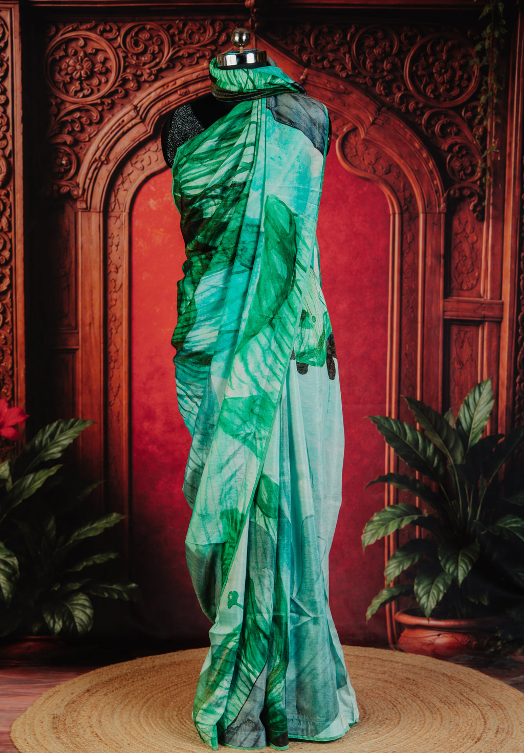 Lightbox Elegant Printed Saree in Sky Blue - Sky Blue - view 1