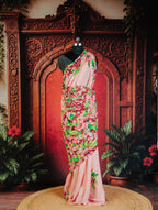 Macron Floral Charm Crepe Saree in Pink - Pink - view 2