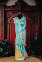 Neo Swirls Elegant Contemporary Saree in Beige - Beige - view 1
