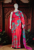 Oriental Dreams Glamorous Evening Saree in Fresh Red - Fresh Red - view 1