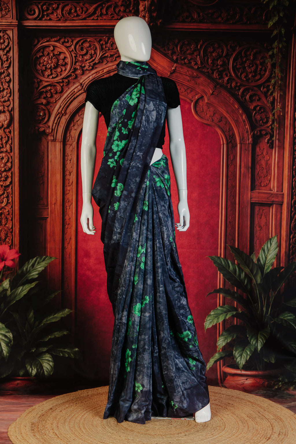 Oriental Dreams Timeless Modern Classic Saree in Chopper Black - Chopper Black - view 1