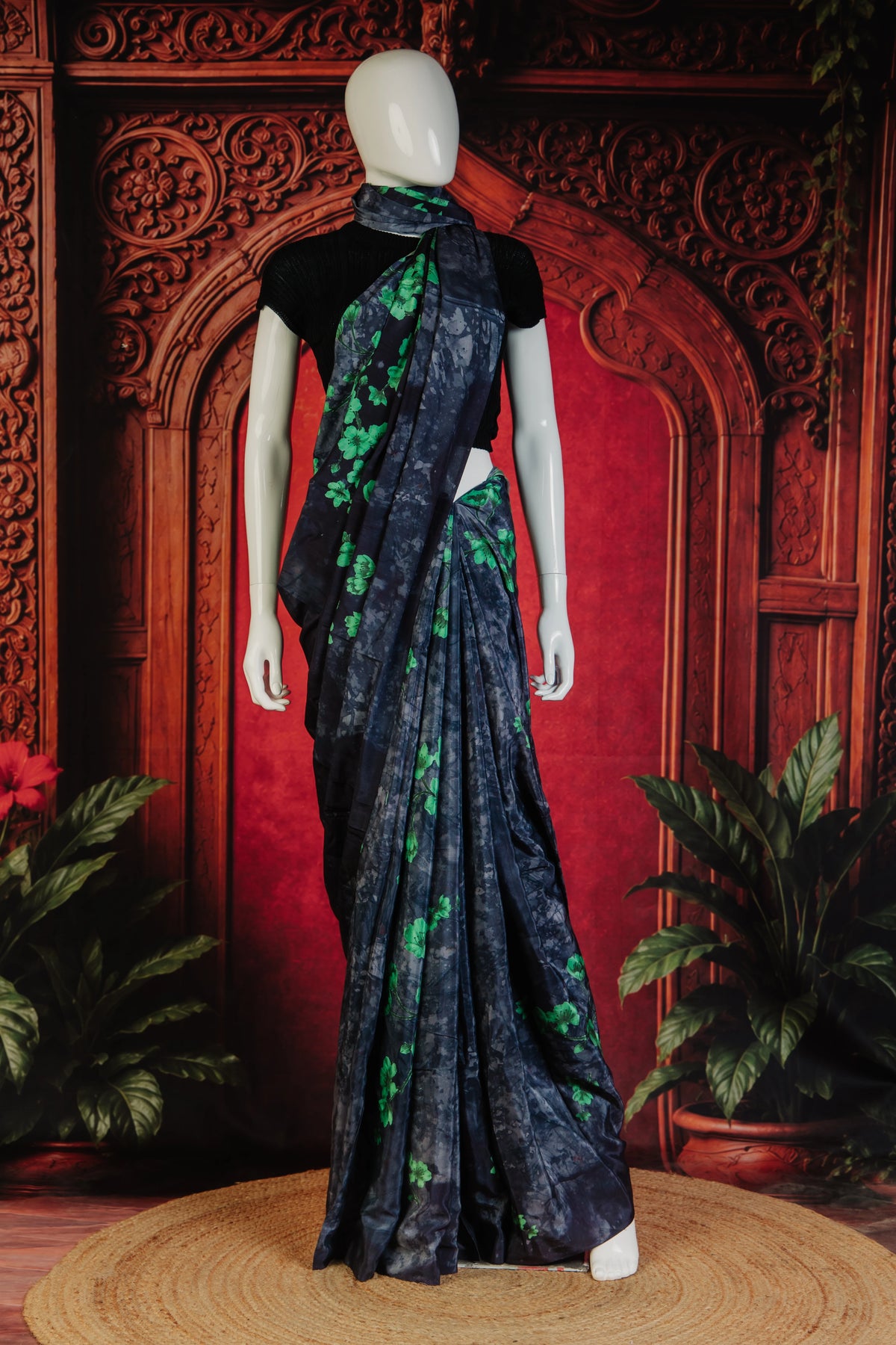 Oriental Dreams Timeless Modern Classic Saree in Chopper Black - Chopper Black - view 1