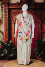 Shimmer Flora Elegant Contemporary Saree in Grey - Grey - view 1
