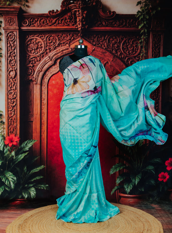 Shimmer Timeless Modern Classic Saree in Misty Blue